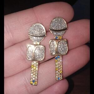 SUGARFIX by BaubleBar Drop the Mic Sparkly Gold Tone Microphone Stud Earrings